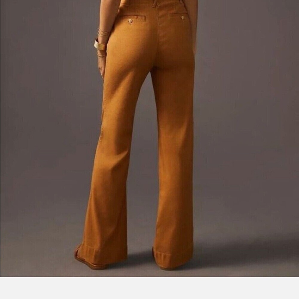 Anthropologie Maeve Relaxed Wide-Leg Trousers Pants High Rise Linen Cedar - Picture 5 of 9
